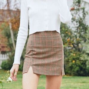 John Galt Plaid Mini Skirt With Side Slits XS